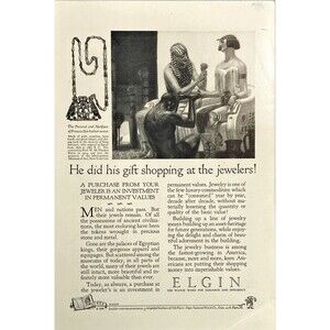 ELGIN "The Watch Word for Elegance & Efficiency" Egyptian Necklace Print Ad 1926